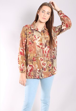 VINTAGE 80S ABSTRACT FLORAL LOOSE FIT SHIRT