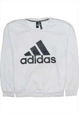 Vintage 90's Adidas Sweatshirt Spellout Crew Neck White