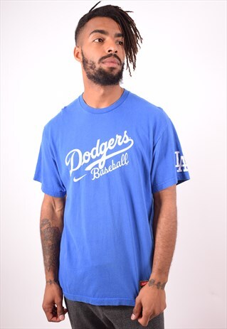 NIKE MENS VINTAGE DODGERS T-SHIRT TOP LARGE BLUE 90S