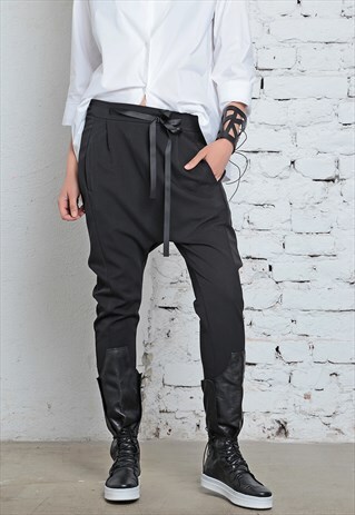 WOMENS HAREM PANTS/ DROP CROTCH PANTS/ BLACK PANTS