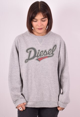 DIESEL WOMENS VINTAGE SWEATSHIRT JUMPER SMALL GREY 90S