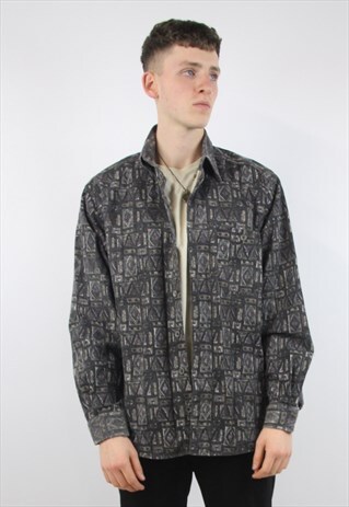 VINTAGE ABSTRACT PATTERNED FLANNEL SHIRT