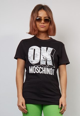 VINTAGE 90'S OK MOSCHINO BLACK/WHITE PRINT T-SHIRT