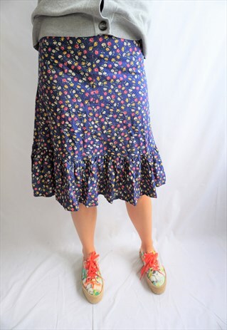 VINTAGE HIGH WAIST SUMMER SKIRT SKIRTS MIDI FLORAL 90S
