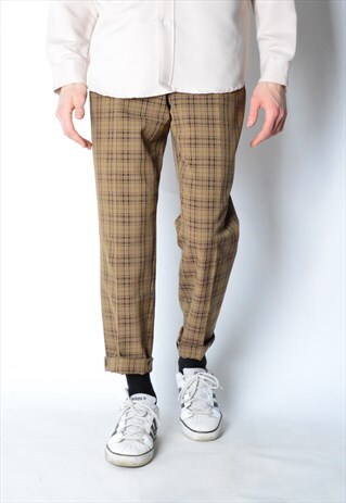 VINTAGE 90S UNISEX BROWN CHECK PANTS