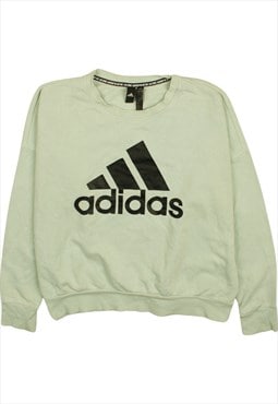 Vintage 90's Adidas Sweatshirt Spellout Crew Neck Khaki