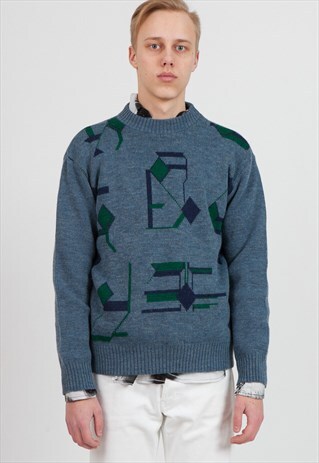 VINTAGE BLUE KNIT JUMPER SWEATER