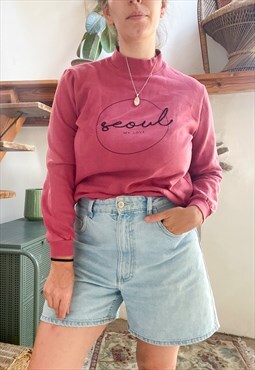 Vintage 90's Pink Slogan Sweater Jumper - S