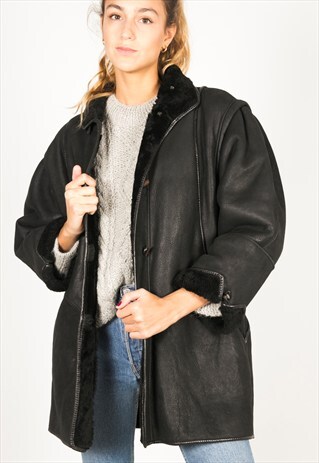 VINTAGE 80S WINTER SHEEPSKIN COAT / R057