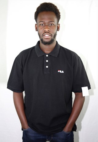 VINTAGE BLACK SPORT POLO LOGO EMBROIDERED SHIRT