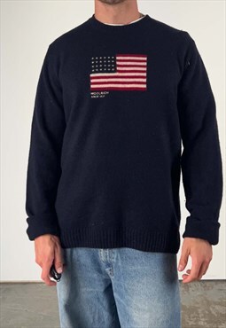 Vintage Woolrich Jumper Men's Navy Blue