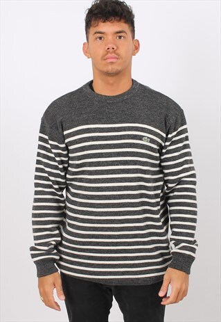 VINTAGE LACOSTE XL GREY EMBROIDERED LOGO SWEATSHIRT