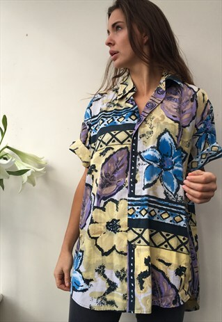 PATTERNED OVERSIZED RETRO VINTAGE UNISEX FESTIVAL SHIRT