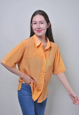 Vintage orange short sleeve holiday blouse 