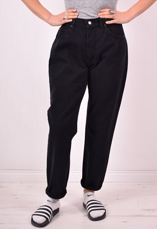 VALENTINO WOMENS VINTAGE JEANS W32 L28 BLACK 90S