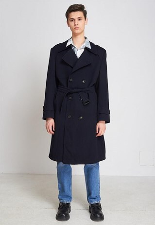 VINTAGE NAVY PEA TRENCH COAT
