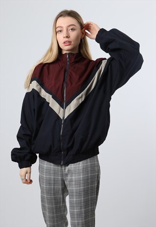 VINTAGE CHAMPION MEDIUM RED AND NAVY SHELL JACKET