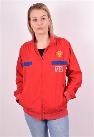 NIKE WOMENS VINTAGE MANCHESTER BOMBER JACKET XL RED 90S