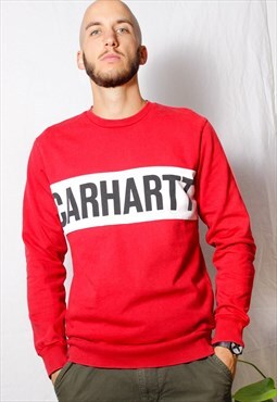 90s grunge y2k sports Carhartt logo workwear red jumper