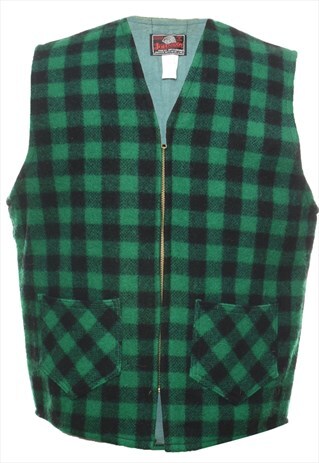Vintage Wool Gingham Waistcoat - M