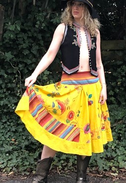Vintage Boho Yellow Skirt