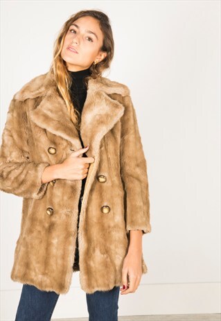 VINTAGE 80S FAUX FUR COAT / R0131