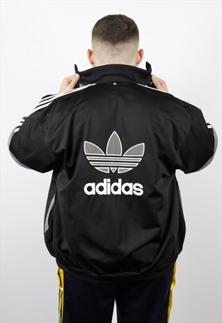 VINTAGE ADIDAS JERSEY TRACK TOP JACKET BIG LOGO 90S