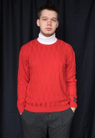 VINTAGE 90S CARLO COLUCCI UNISEX BLOOD-RED JUMPER