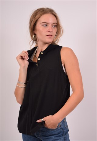 VINTAGE FILA SLEEVELESS POLO SHIRT BLACK