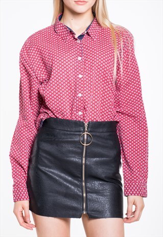 VINTAGE RED CHECKED LONG SLEEVE RETRO SHIRT