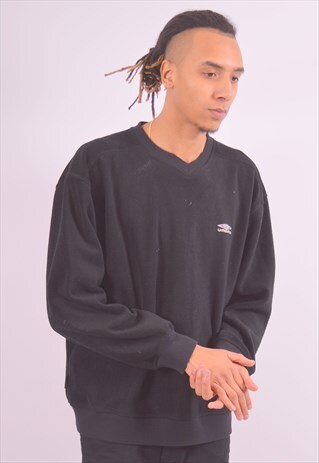 VINTAGE UMBRO FLEECE JUMPER SWEATER BLACK