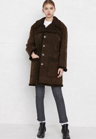 VINTAGE BROWN SHEARLING SHERPA COAT