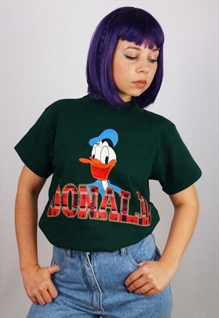 VINTAGE 90'S DONALD DUCK PRINT T-SHIRT DARK GREEN