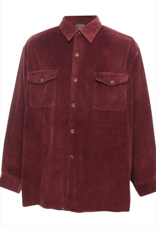 VINTAGE VAN HEUSEN MAROON CLASSIC CORDUROY SHIRT - L