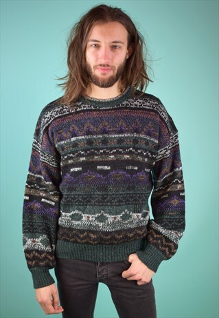 VINTAGE 90'S PATTERNED KNIT JUMPER