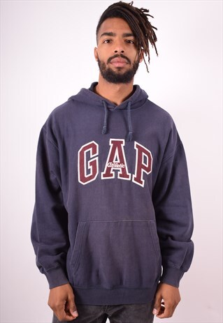 GAP MENS VINTAGE HOODIE JUMPER MEDIUM BLUE 90S