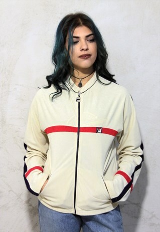 CREAM VINTAGE FILA TRACK JACKET A350