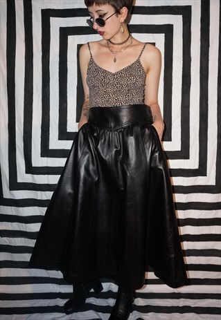 VINTAGE 80'S FAUX LEATHER FULL SKIRT