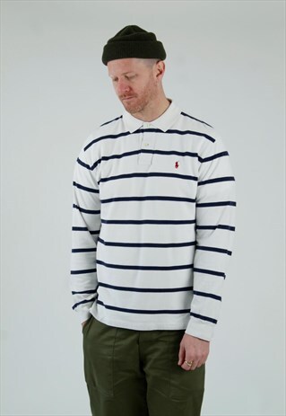 90S POLO RALPH LAUREN STRIPE LONG SLEEVE POLO SHIRT