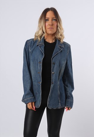 DENIM JACKET LIGHTWEIGHT OVERSIZED FITTED BLAZER UK 14 (FMTL