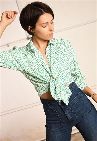 80'S RETRO POLKA DOT FESTIVAL PARIS CHIC BLOUSE TOP