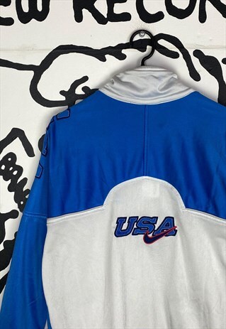 VINTAGE BLUE AND WHITE NIKE USA TRACKSUIT TOP