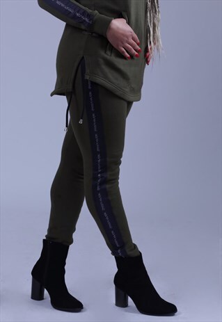 UXR STRIPE PANEL TRACKSUIT BOTTOMS - KHAKI