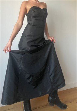 Vintage Long Black Nylon Dress