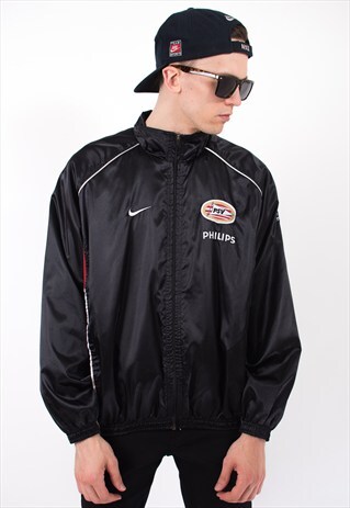 VINTAGE 90S BLACK SHELL FOOTBALL JACKET