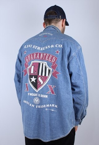 LEVIS VINTAGE MEN SHIRT TOP JEANS BIG LOGO