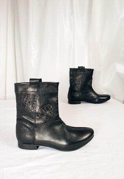 Vintage Miss Sixty Boots Y2K Leather Shoes in Black