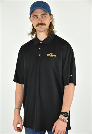 VINTAGE 90'S NIKE BLACK POLO GRAPHIC SHIRT SIZE XL