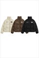 KNITTED BOMBER JACKET GRUNGE RETRO PUFFER IN BROWN