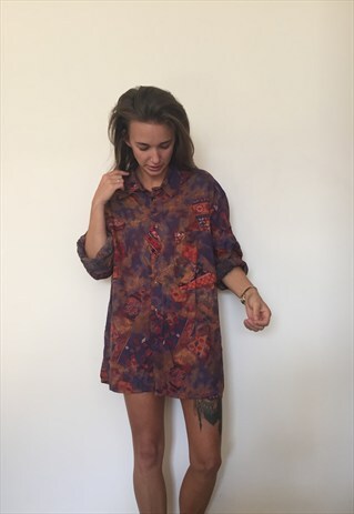 CRAZY PATTERNED VINTAGE RETRO FESTIVAL OVERSIZED SHIRT
